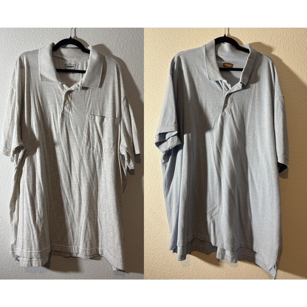Foundry Supply Co. Men's Size 4XL Set of 2 Cream & Blue Short Sleeve Polo Shirts
